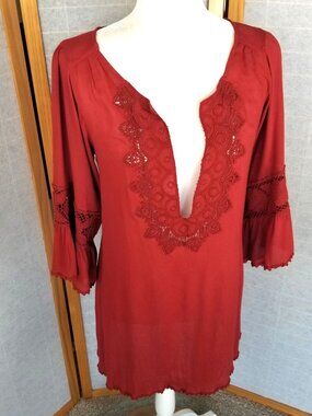 L-Space Beach Dress Swim Cover-Up Size Medium Red